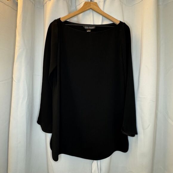 Linda Allard Ellen Tracy Black Long Sleeve Blouse Career‎ Cocktail Top Size 6 - Picture 1 of 7